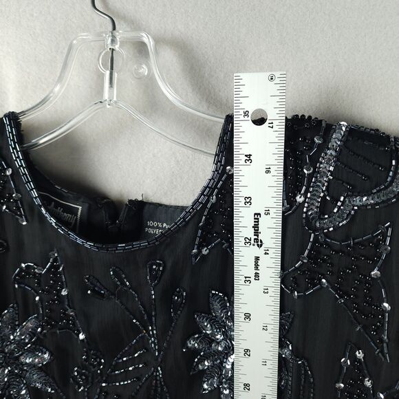 Robert Anthony Sequined Beaded Lined 100% Silk Dress Petite 12 - Picture 4 of 8